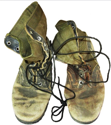 Marine Louis DeLuca’s Vietnam era combat boots. Cdirca 1968 chs-014565
