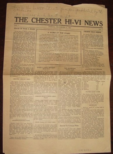 Chester Hi-Vi News. ~1931
