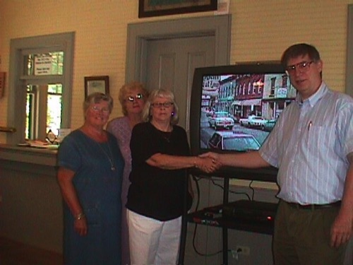 Chester Alumni presenting TV to Society President, Clif, Oct 13, 2000 MVC-002F.jpg