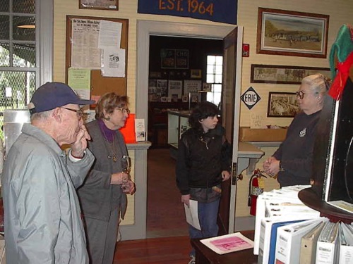 Jim, Loretta, guest & Leslie in Station Master's Office at "Chester Artists" exhibit. October 12, 2002. IM003356.JPG
