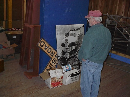 Bill checks out Port Jervis Depot Society material for next year's exhibit: "All Aboard - Chester to Port Jervis" 10-19-2002IMIM003366.jpg