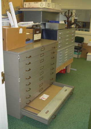 Newly installed flat files (on left) for large items in our archives. (Gift of FDR Presidential Archives) May 21, 2010. DSC08282.JPG