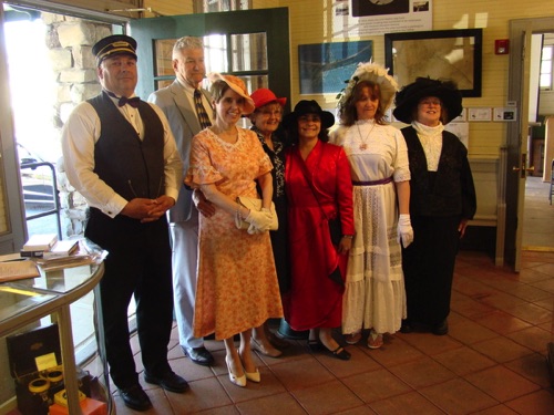 Rob, Ed, Lynn, Norma, Georgina, Debby-Lu & Ginny at 1915 Erie Station on Opening Day. 2015-05-2 DSC03625.jpg (Photo by Leslie Smith)